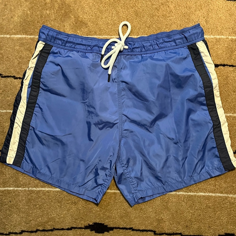 Moncler Blue and White Swim Trunks